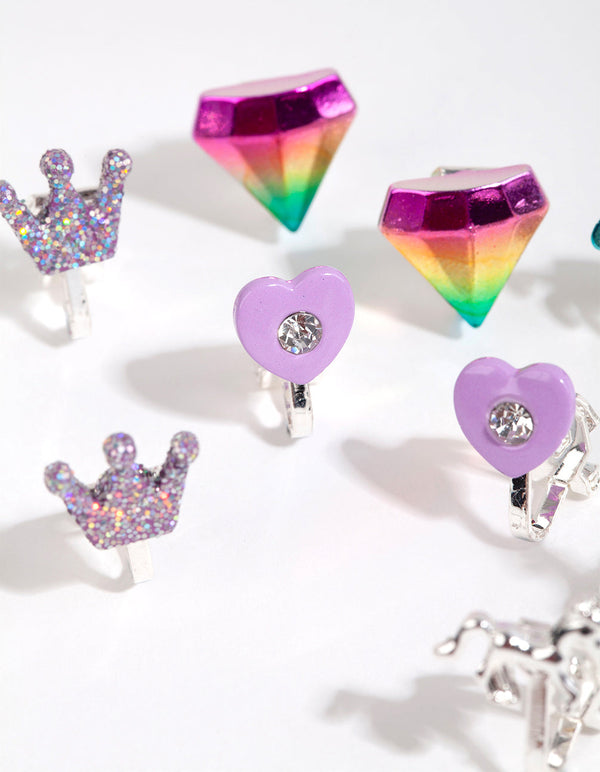 Kids Silver Royal Clip On Earring Pack