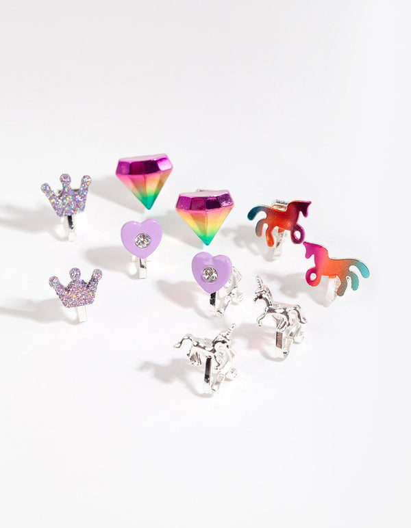 Kids Silver Royal Clip On Earring Pack