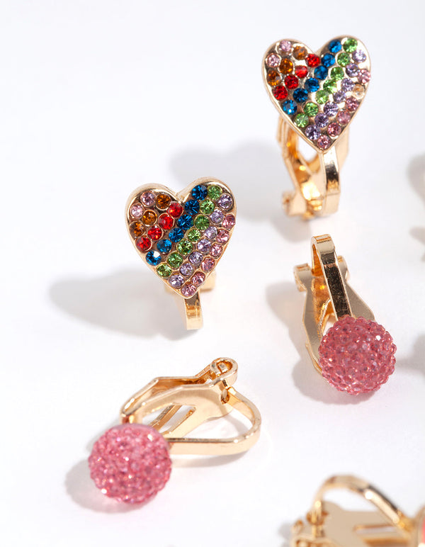 Kids Gold Peace Clip On Earring Pack