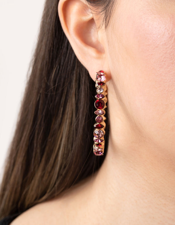 Antique Gold Stone Set Hoop Earrings