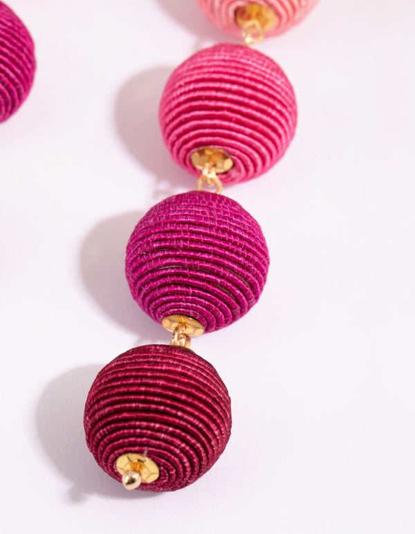 Pink Coloured Ball Drop Earrings