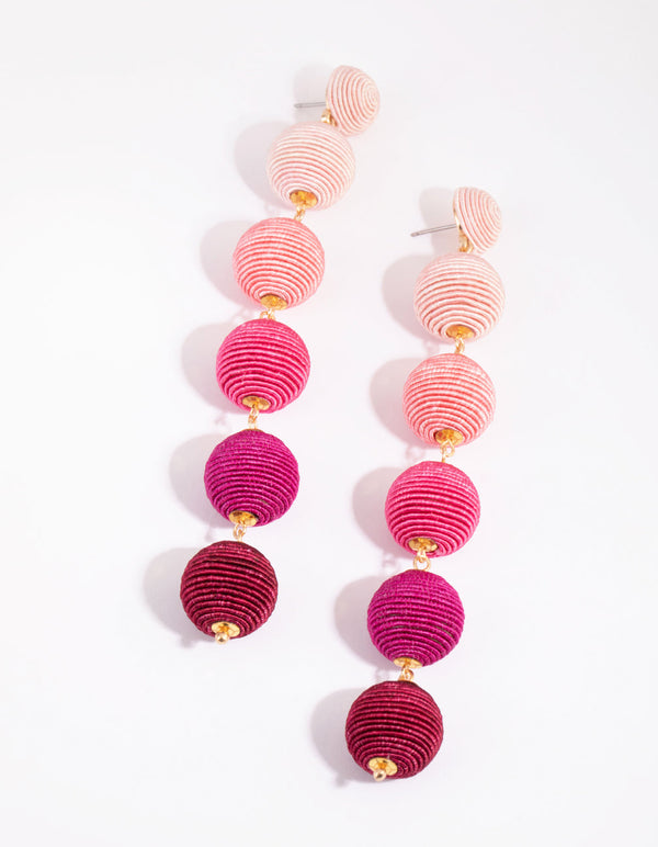 Pink Coloured Ball Drop Earrings