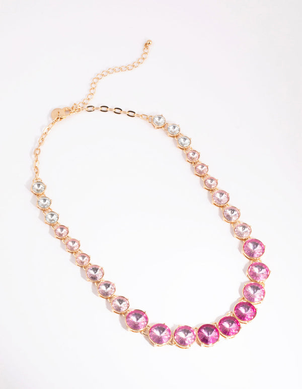 Pink Graduated Stone Necklace