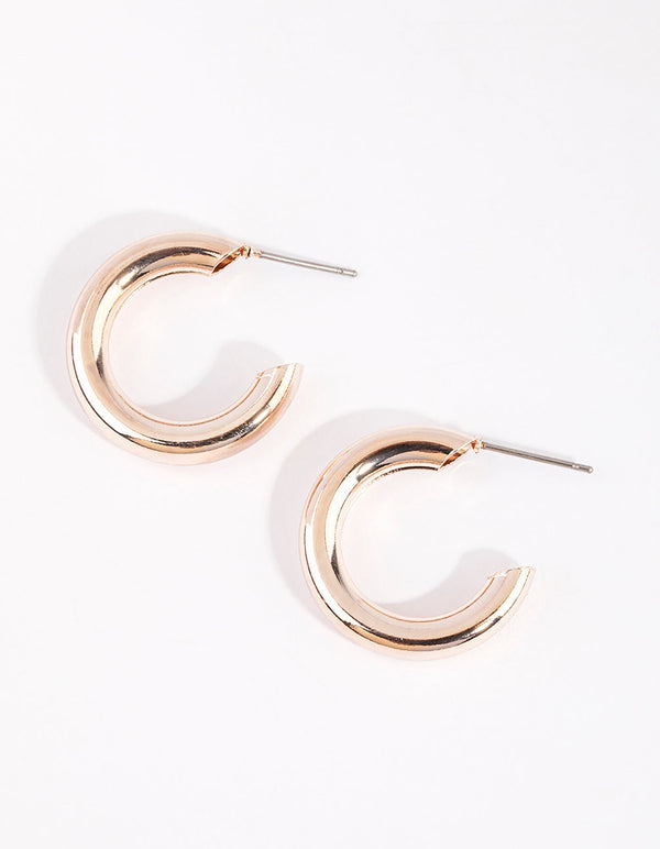 Rose Gold Chubby Huggie Earrings