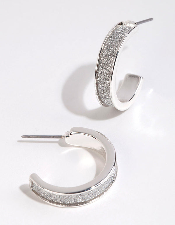 Silver Glitter Paper Hoop Earrings