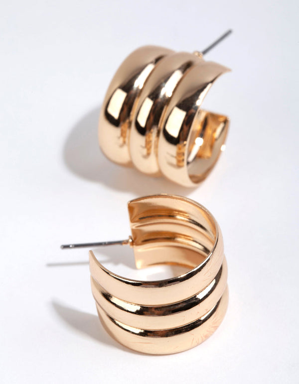 Gold Trio Chubby Hoop Earrings