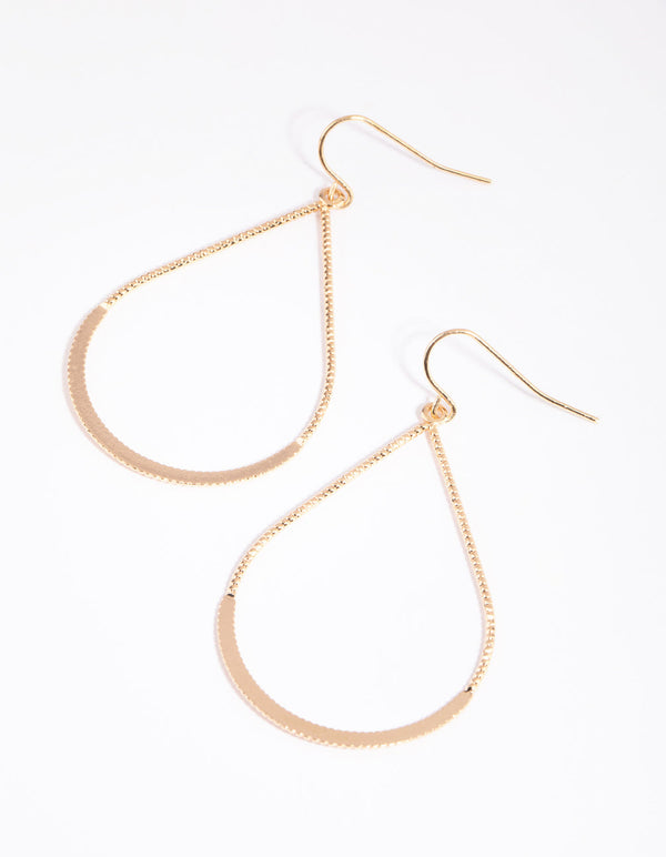 Gold Textured Teardrop Earrings