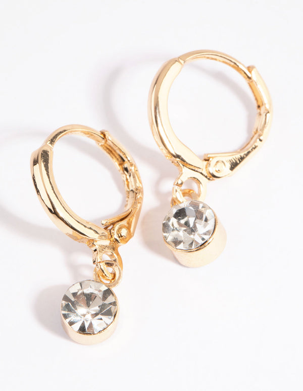 Gold Diamante Huggie Hoop Earrings