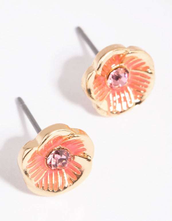 Pink Mini Flower Stud Earrings