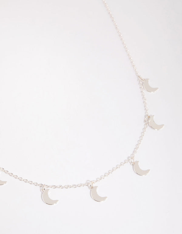 Silver Moon Station Necklace