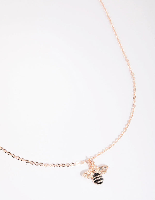 Rose Gold Butterfly and Bee Necklace