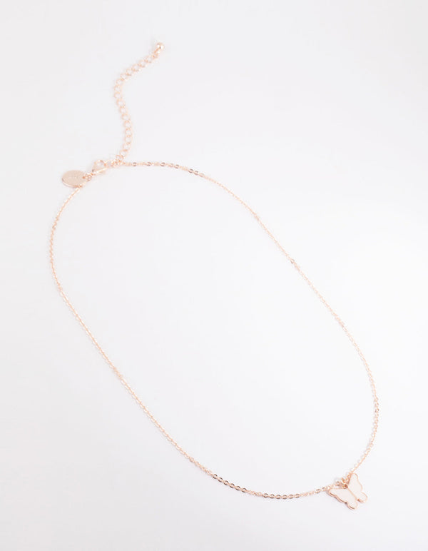 Rose Gold Butterfly Pendant Necklace