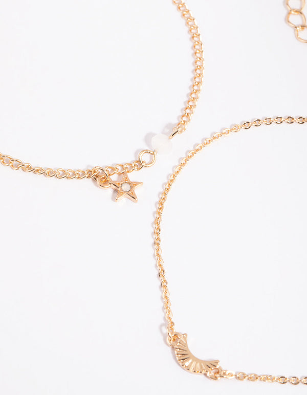 White Moon and Star Bracelet Set