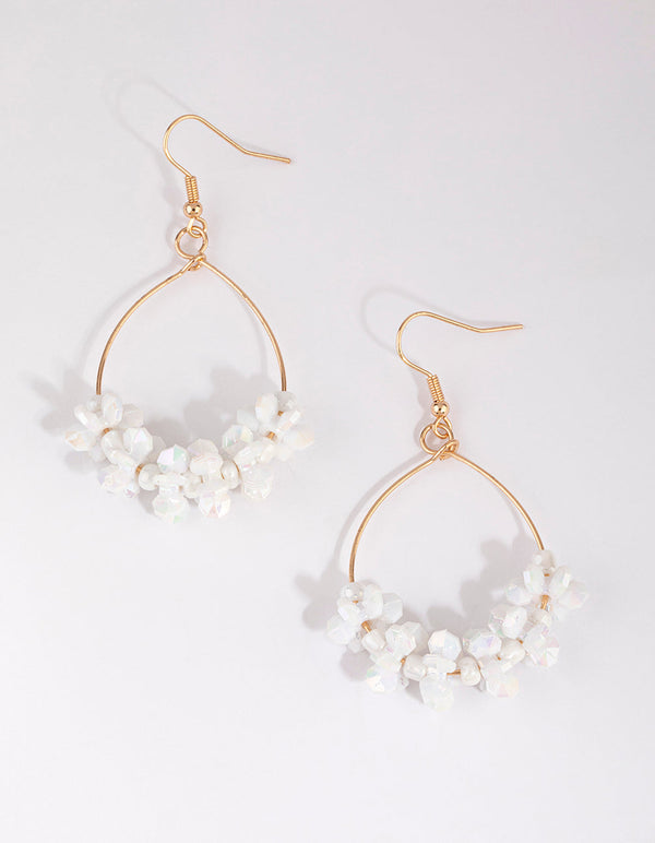White Flower Drop Earrings