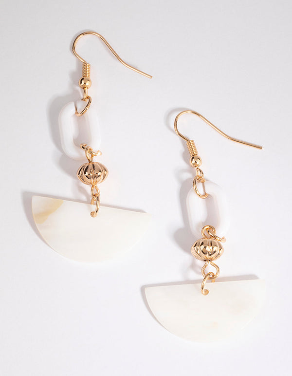 Gold Shell Dome Drop Earrings