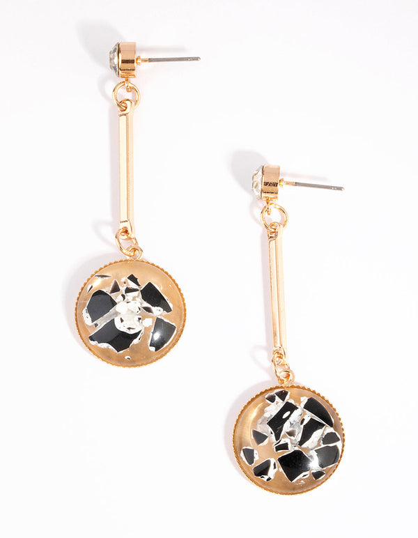 Gold Marble Drop Earrings