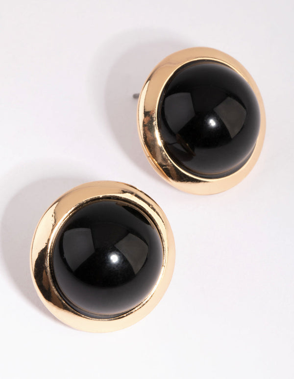 Gold and Black Statement Sphere Stud Earrings