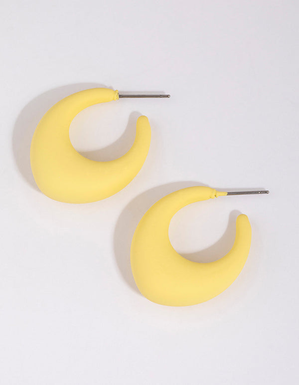 Matte Yellow Long Hoop Earrings