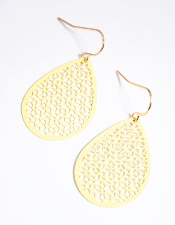 Yellow Floral Drop Earrings