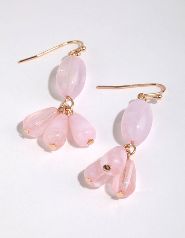 Gold Swirled Cluster Drop Earrings