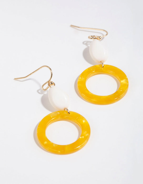 Yellow Doughnut Drop Earrings