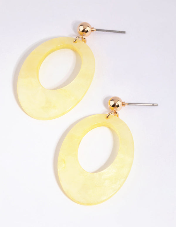 Yellow Acrylic Loop Drop Earrings