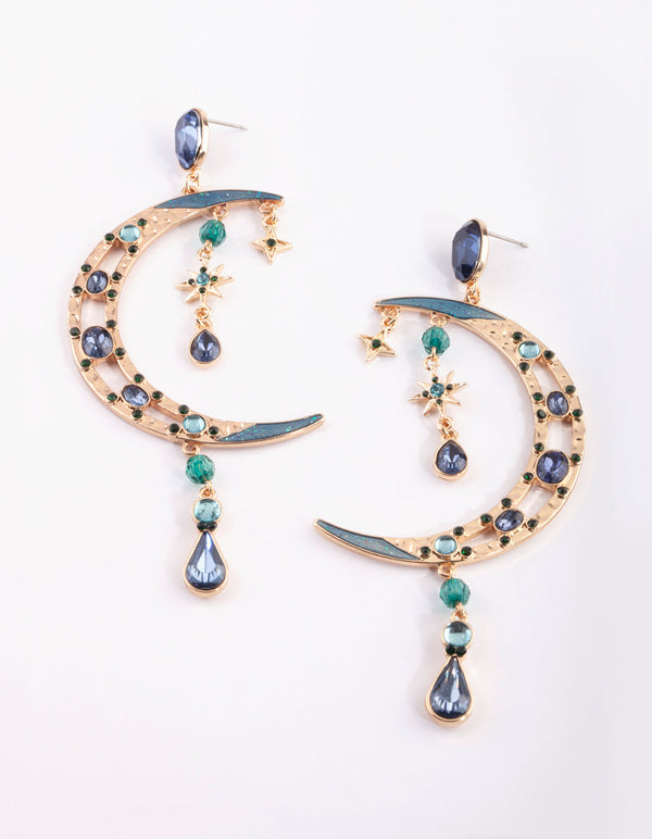 Gold Moon Statement Earrings