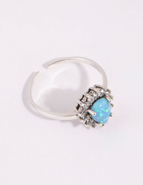 Sterling Silver Teardrop Opal Ring