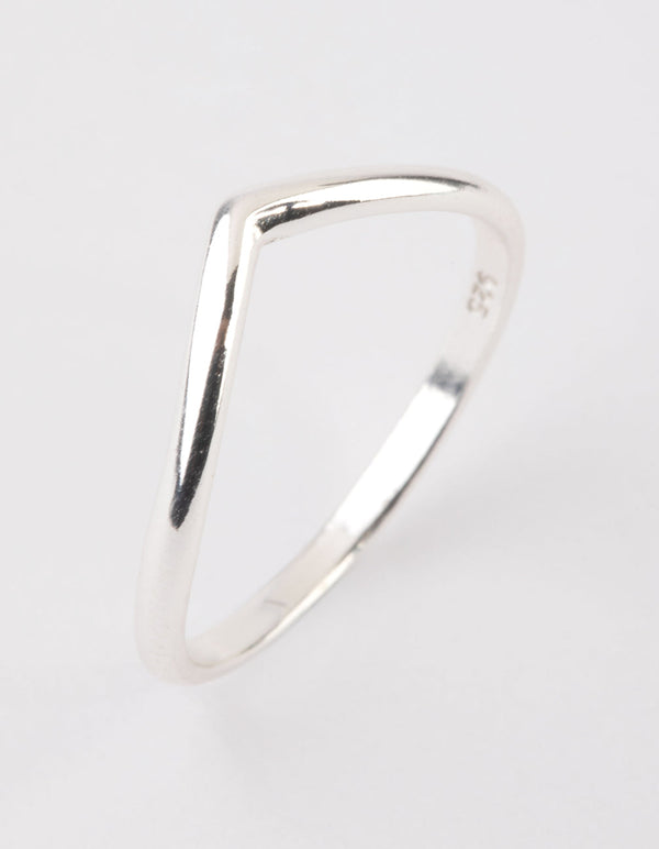 纯银 Midi V 形戒指