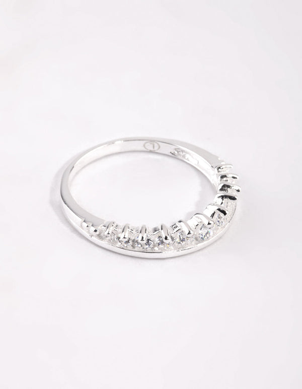 Sterling Silver Diamante Row Ring