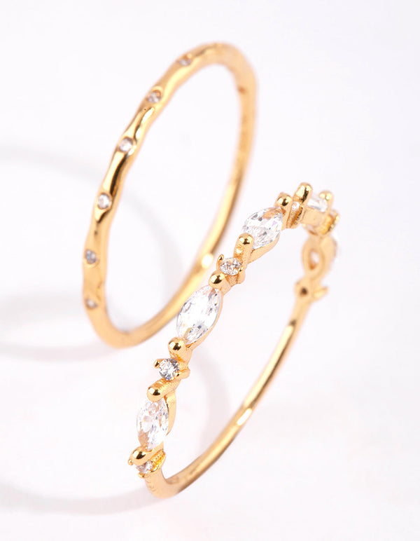 Gold Plated Sterling Silver Marquise Ring Set