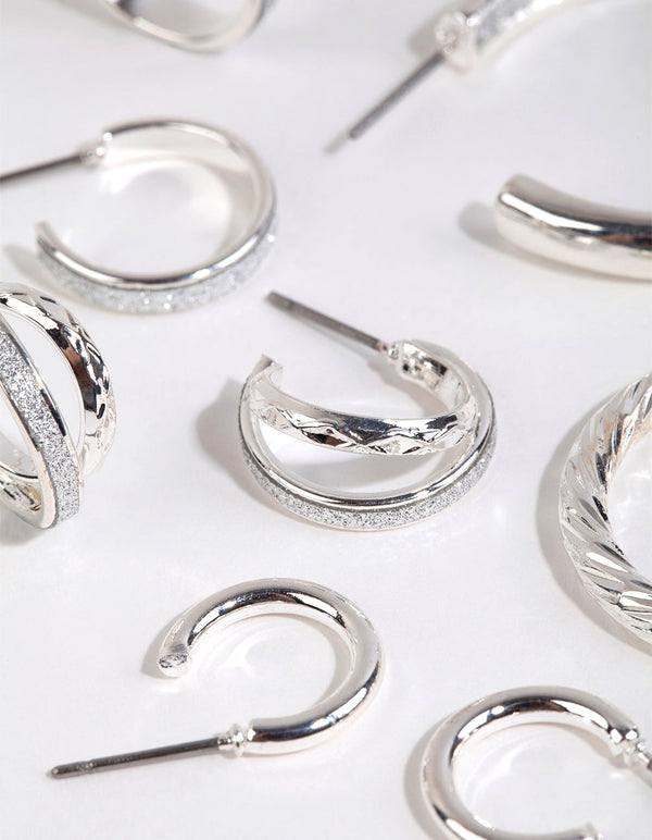 Silver Glitter Paper Earring Pack