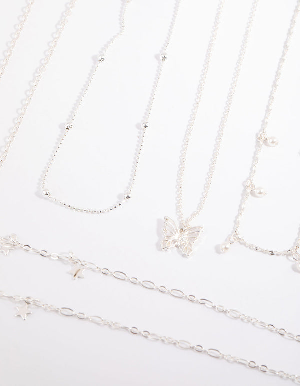 Silver Star and Pearl Choker Necklace Pack