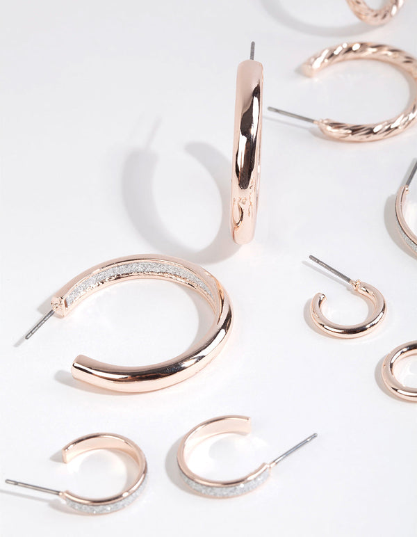 Rose Gold Glitter Paper Earring Pack