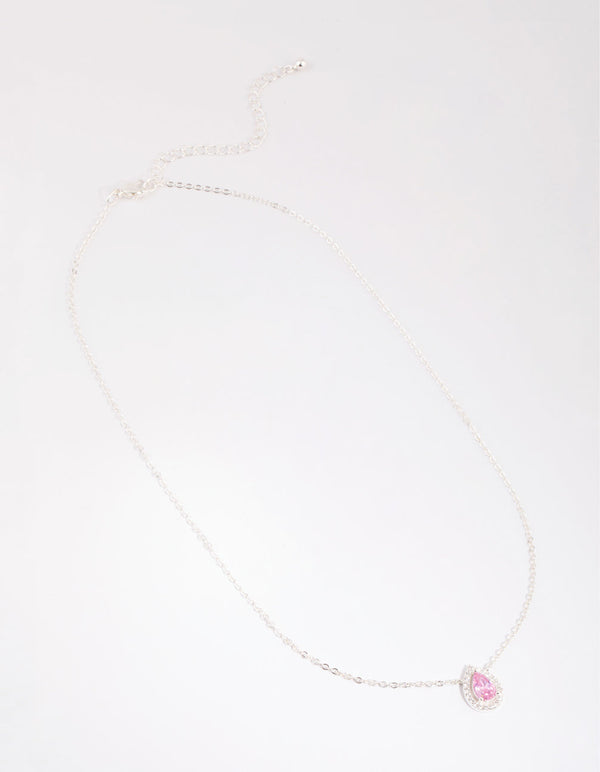 Silver Teardrop Cubic Zirconia Necklace