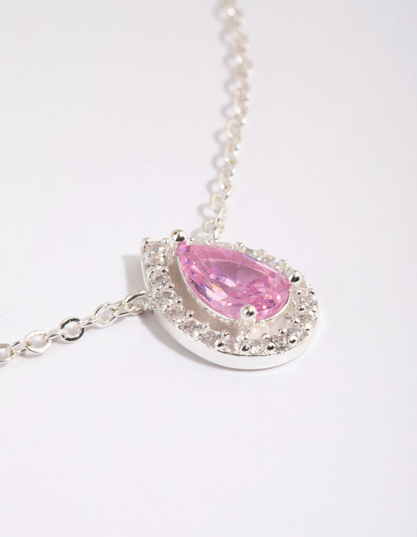 Silver Teardrop Cubic Zirconia Necklace