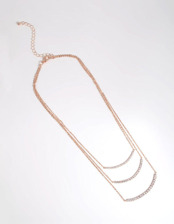 Rose Gold Triple Smile Layered Necklace