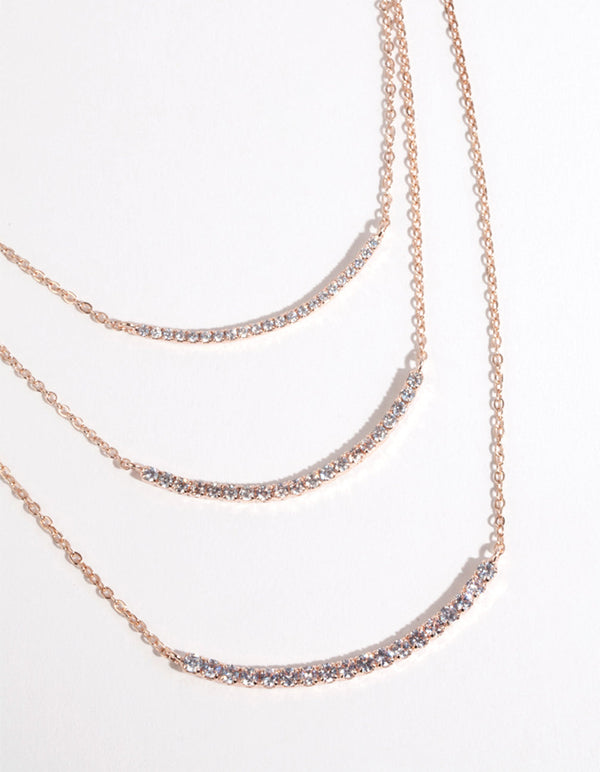 Rose Gold Triple Smile Layered Necklace