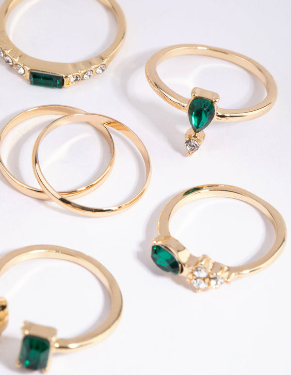 Gold Mixed Band and Stone Ring Pack