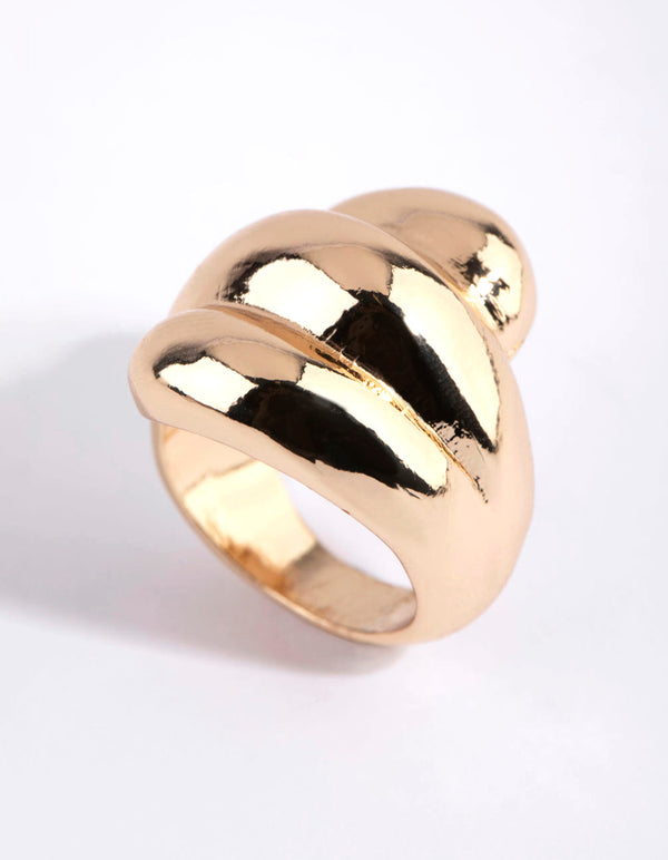 Gold Triple Row Bubble Ring