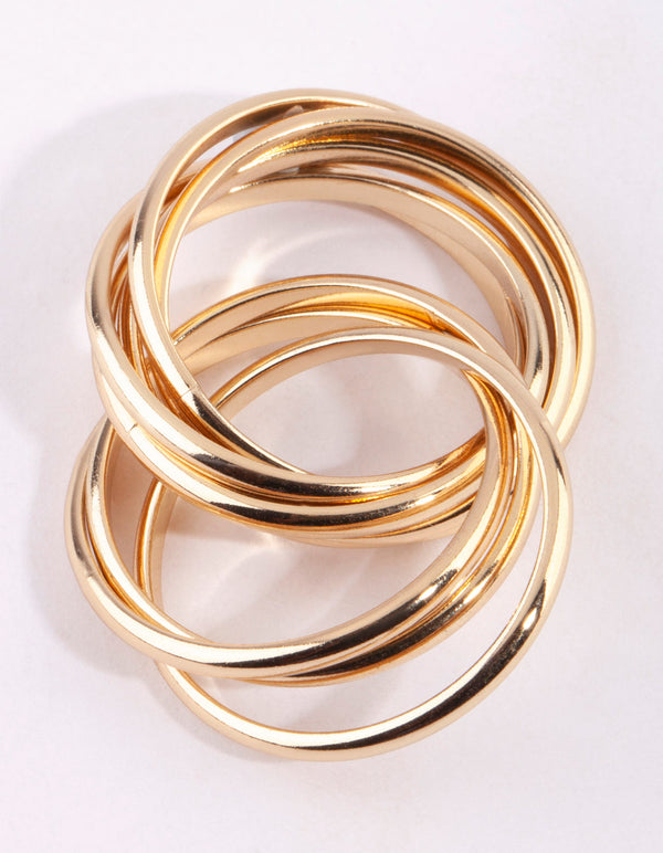 Gold Plain Multi Band Twist Ring