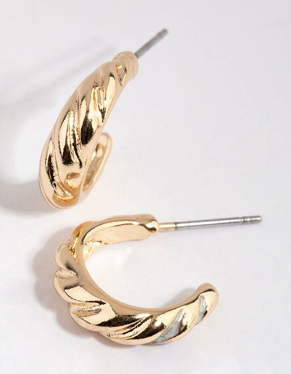 Gold Small Croissant Hoop Earrings