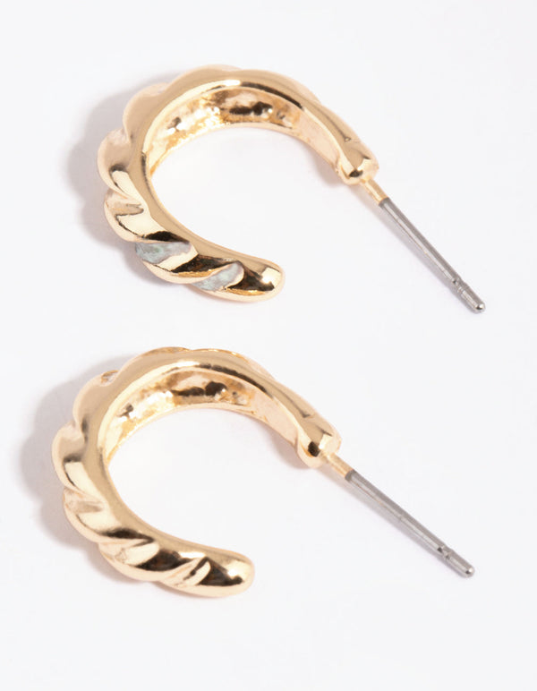 Gold Small Croissant Hoop Earrings