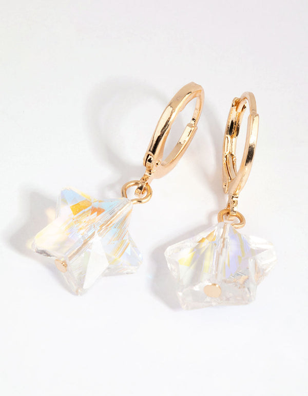 Silver Abstract Star Huggie Earrings