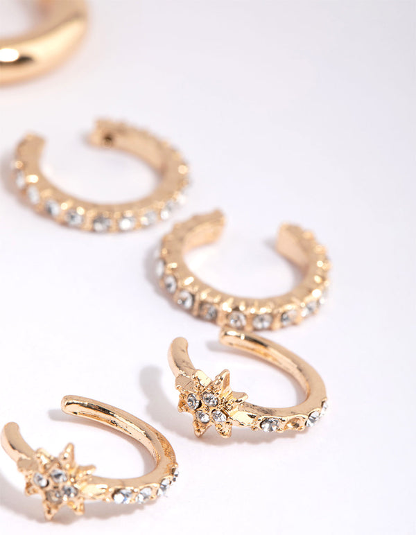 Gold Diamante Cuff Stack Pack