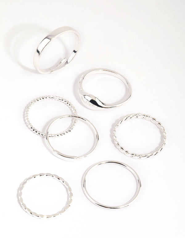 Silver Twist and Textured Ring Pack