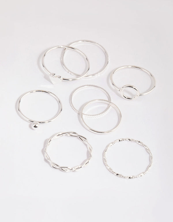 Silver Love and Shapes Ring Pack
