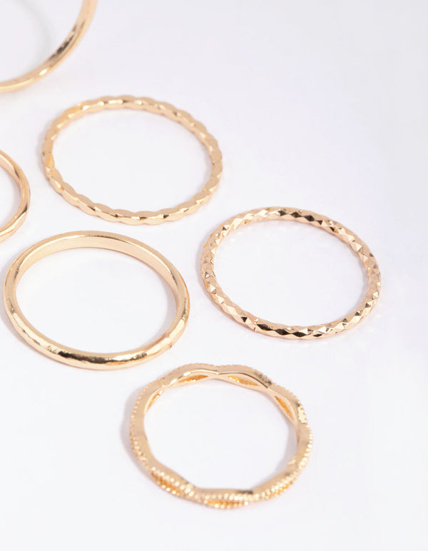 Gold Vine and Textured Ring Pack