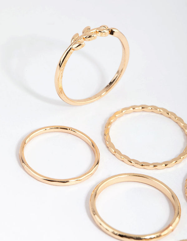 Gold Vine and Textured Ring Pack