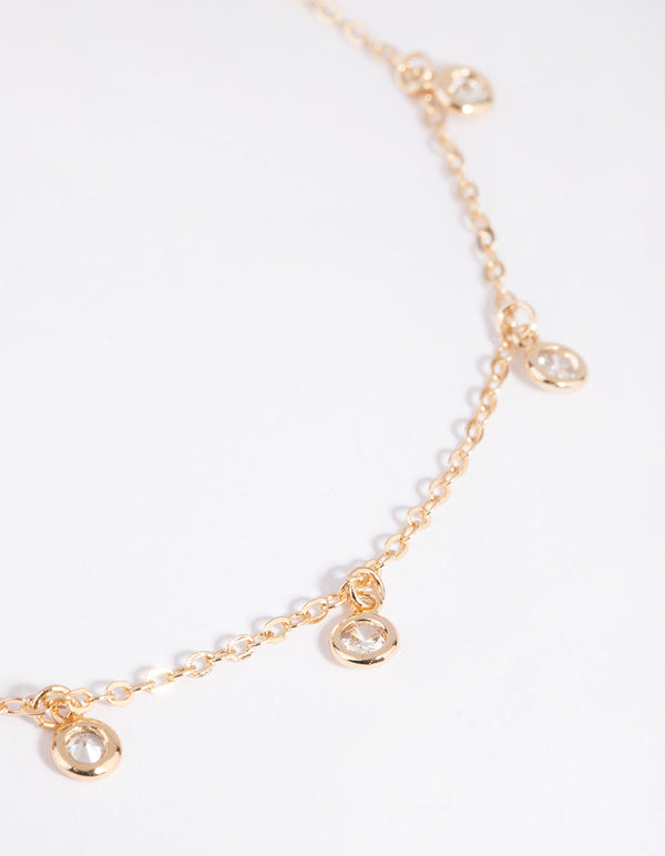 Gold Diamante and Chain Anklet